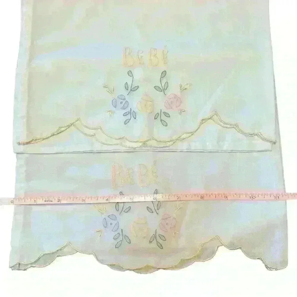 Set of 2 Vintage Bebé (Baby in Spanish) decorative embroidered crib pillowcases